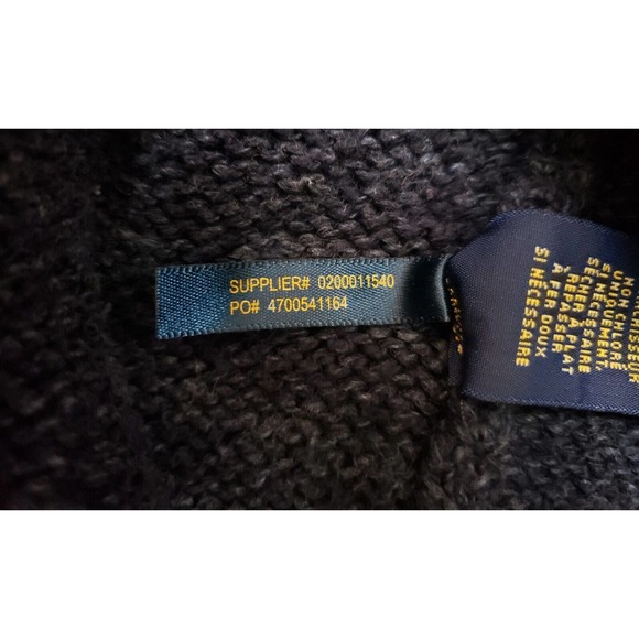 Polo Ralph Lauren Shawl Collar VTG Cardigan Men's Large Sweater Navy Blue Knit - Picture 9 of 9